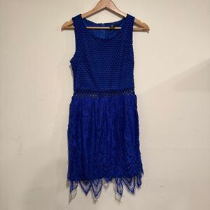 Rhapsody Crotchet Royal Blue Mini Dress Size Medium
